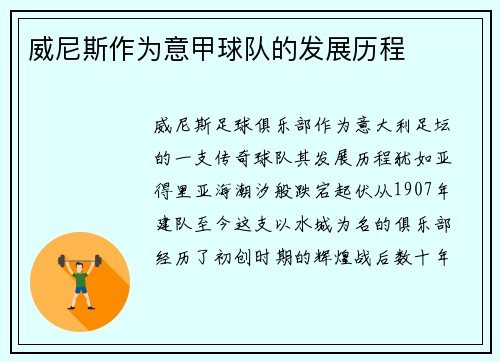 威尼斯作为意甲球队的发展历程